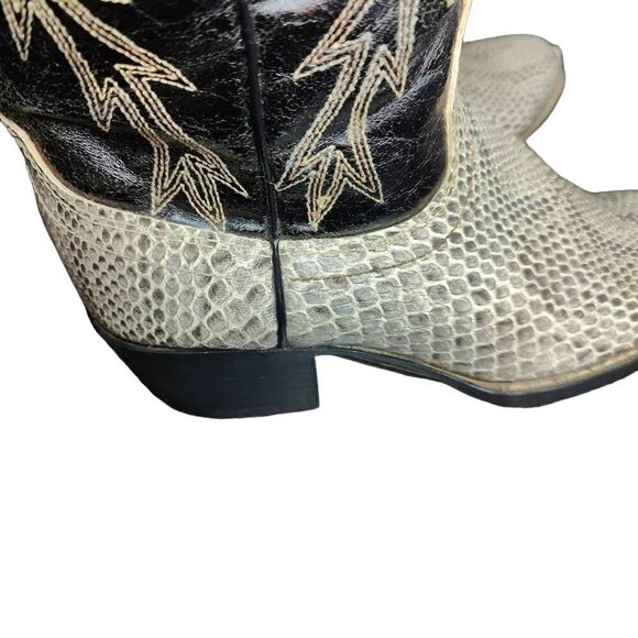 Honcho Cowboy Boots Snakeskin Embossed Leather Western Black Gray - Picture 11 of 16